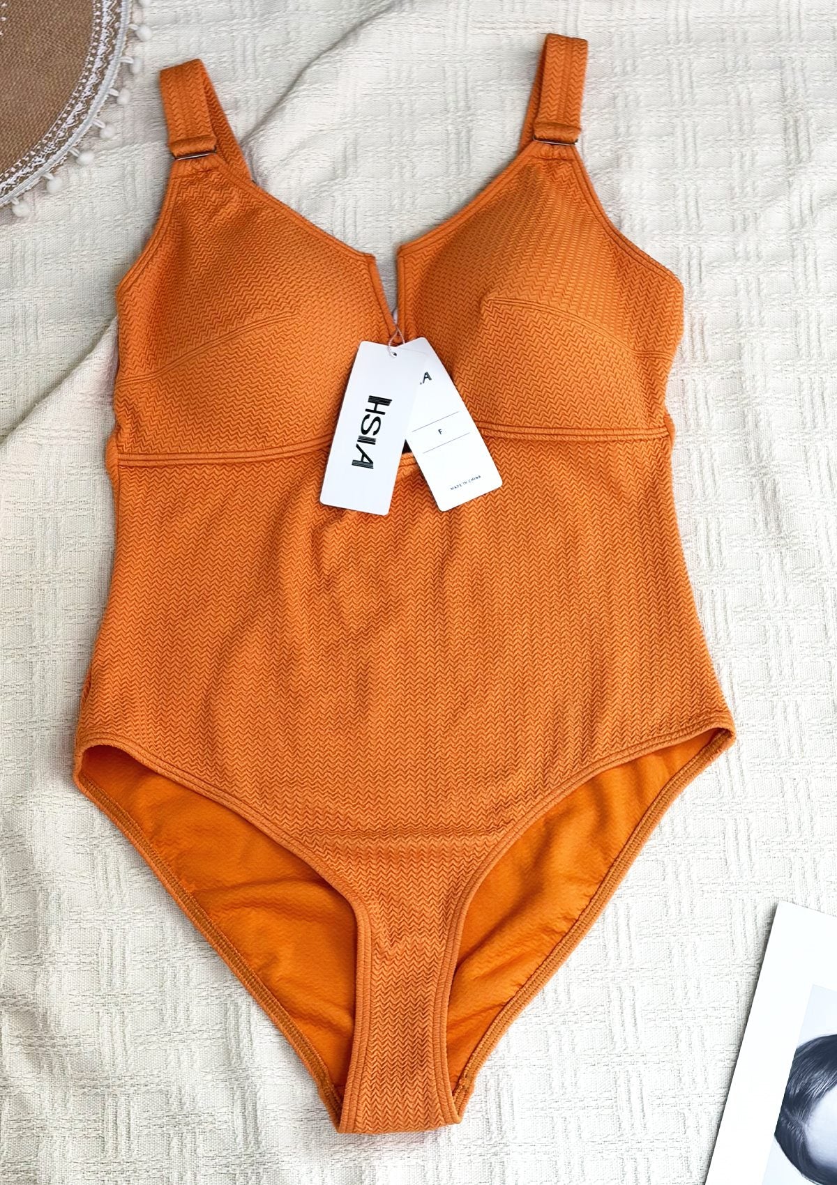 HSIA—V-wire Plunge Textured One-piece Cutout Swimsuit
