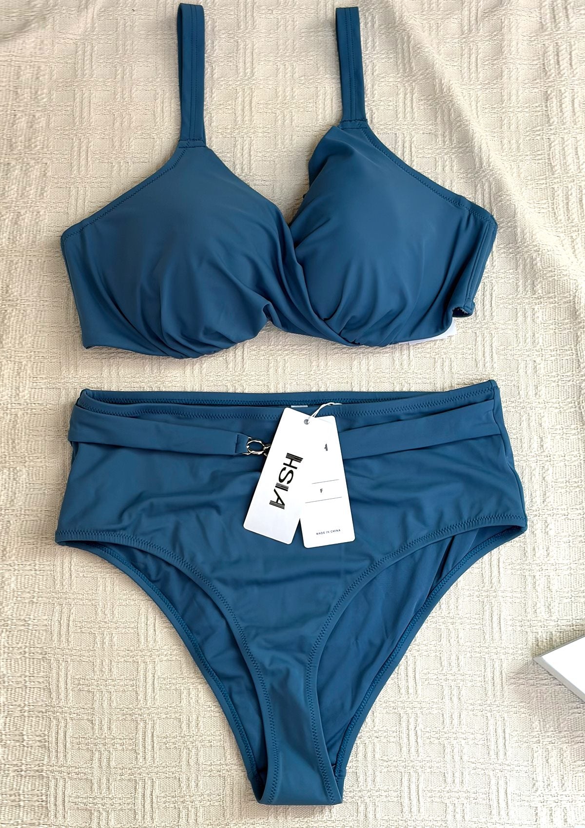 HSIA—Ruched Crisscross Front Underwire Swim Bikini Set