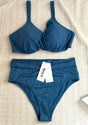 HSIA—Ruched Crisscross Front Underwire Swim Bikini Set