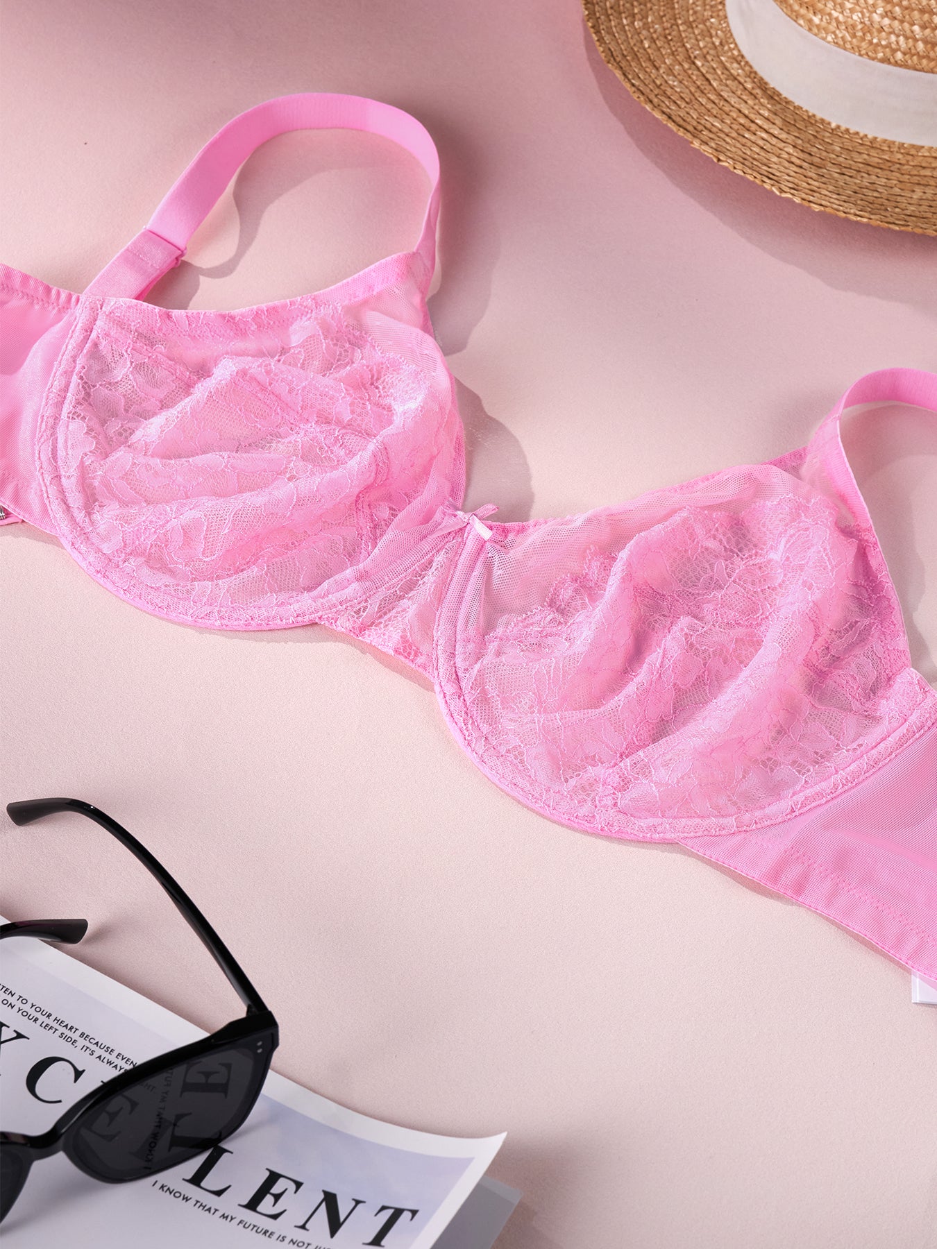 (Cardi B recommends)Minimizer Lace Bras Full Coverage Underwire Bras Plus Size Lifting Lace Bra For Heavy Breast For Women - HSIA