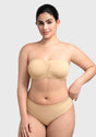 Fiery Unlined Seamless Comfort Underwire Plus Size Bandeau Strapless Coffee Bra