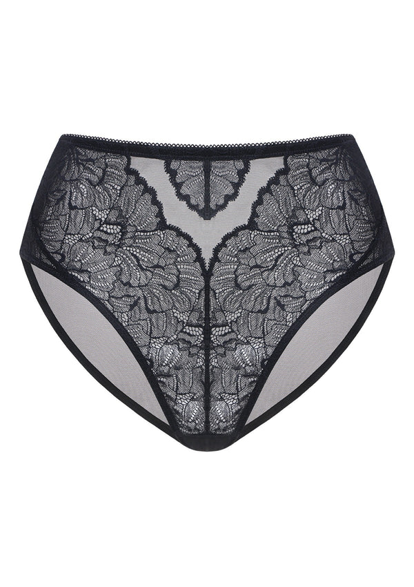 Blossom High-Rise Black Lace Brief Underwear