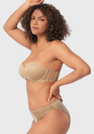 Blossom Mist Lace Trim Clear Back Strap Convertible Strapless Bra - HSIA