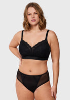 Blossom Mist Lace Trim Wireless Comfort Full Coverage Plus Size Bra - HSIA