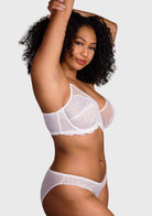 Blossom White Unlined Underwire Lace Bra - HSIA