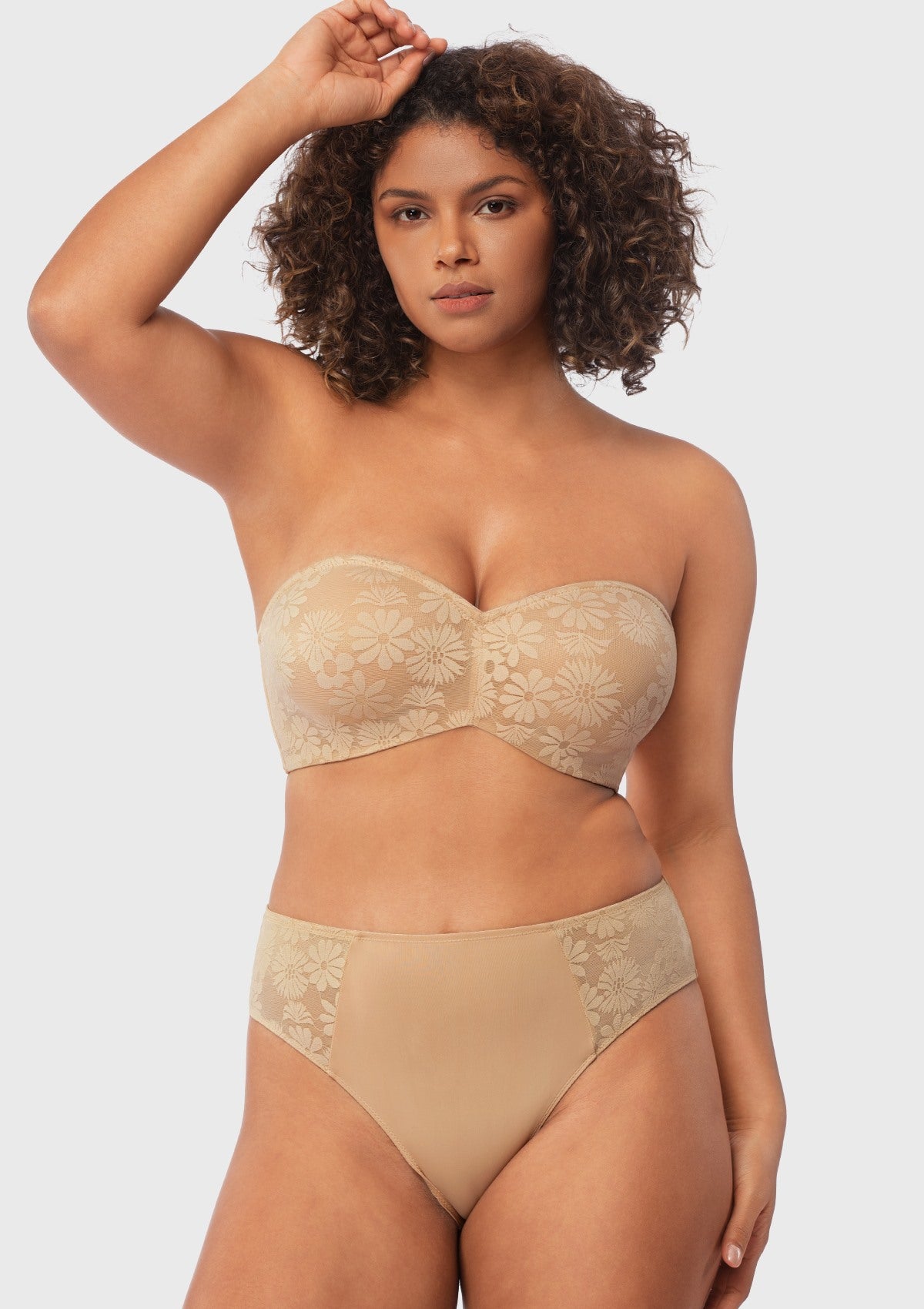 Daisy Lace Non-padded Strapless Minimizer Underwire Bra - HSIA