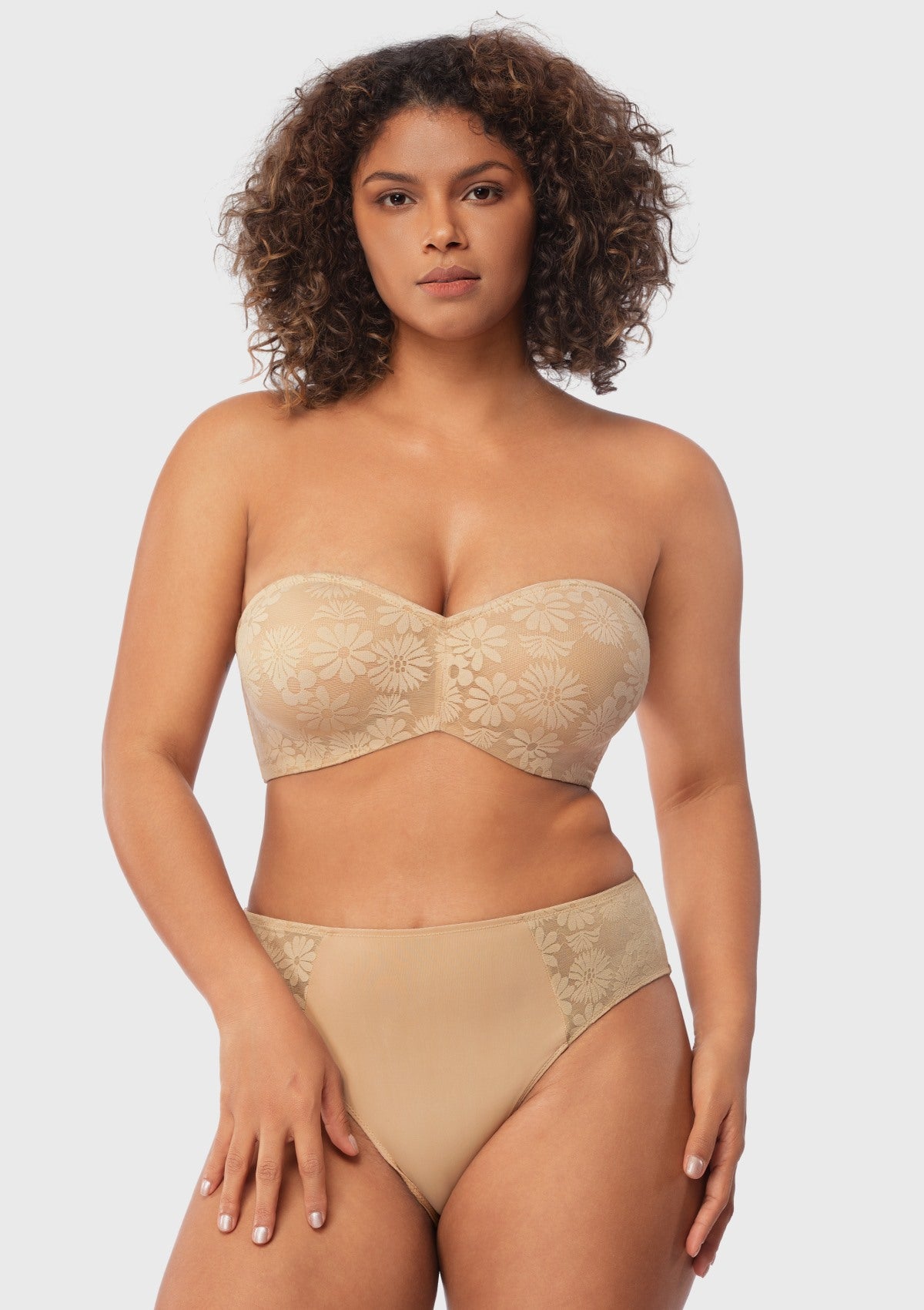 Daisy Lace Non-padded Strapless Minimizer Underwire Bra - HSIA