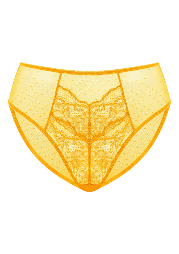 Enchante High-Rise Cadmium Yellow Lace Brief Underwear