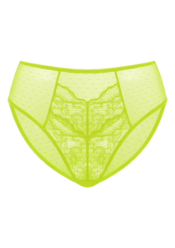 Enchante High-Rise Lime Green Lace Brief Underwear