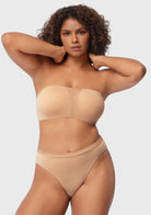 Fiery Unlined Seamless Comfort Underwire Plus Size Bandeau Strapless Bra - HSIA