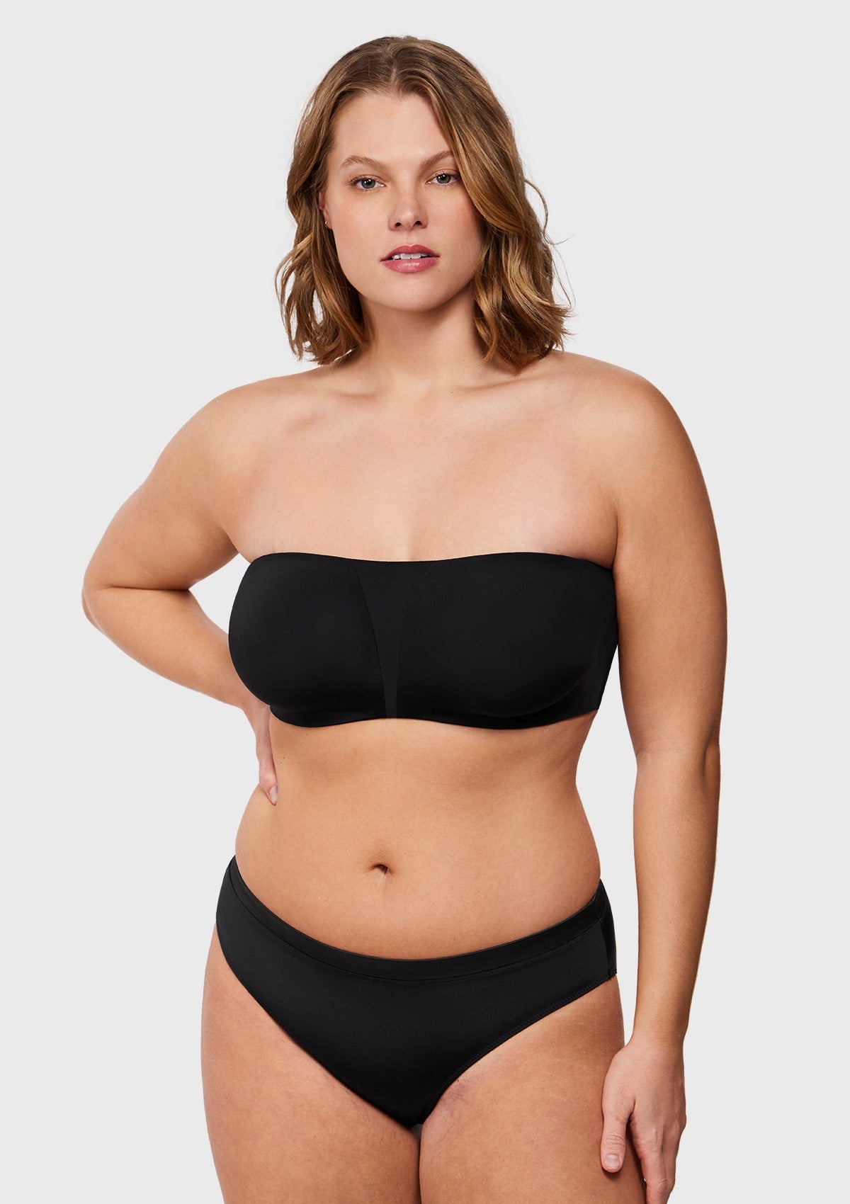 Fiery Unlined Seamless Comfort Underwire Plus Size Bandeau Strapless Bra - HSIA