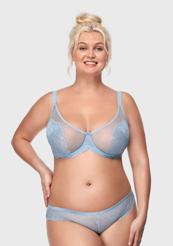 HSIA Blossom Blue Unlined Lace Bra
