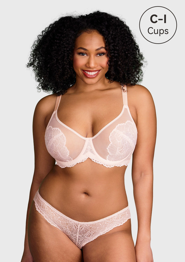 HSIA Blossom Pink Unlined Lace Bra