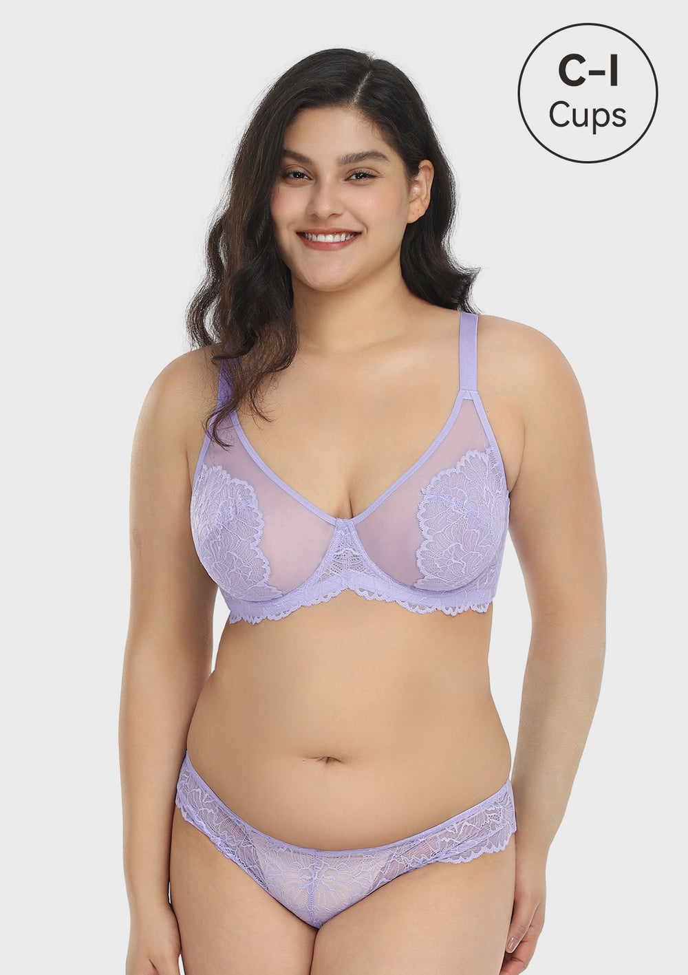 HSIA Blossom Transparent Lace Bra: Plus Size Wired Back Smoothing Bra