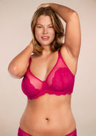 Blossom Raspberry Unlined Lace Underwire Bra Set - HSIA