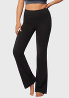 LEAPX High-Waisted Stretch Bootcut Yoga Pants Workout Leggings With Pockets - HSIA