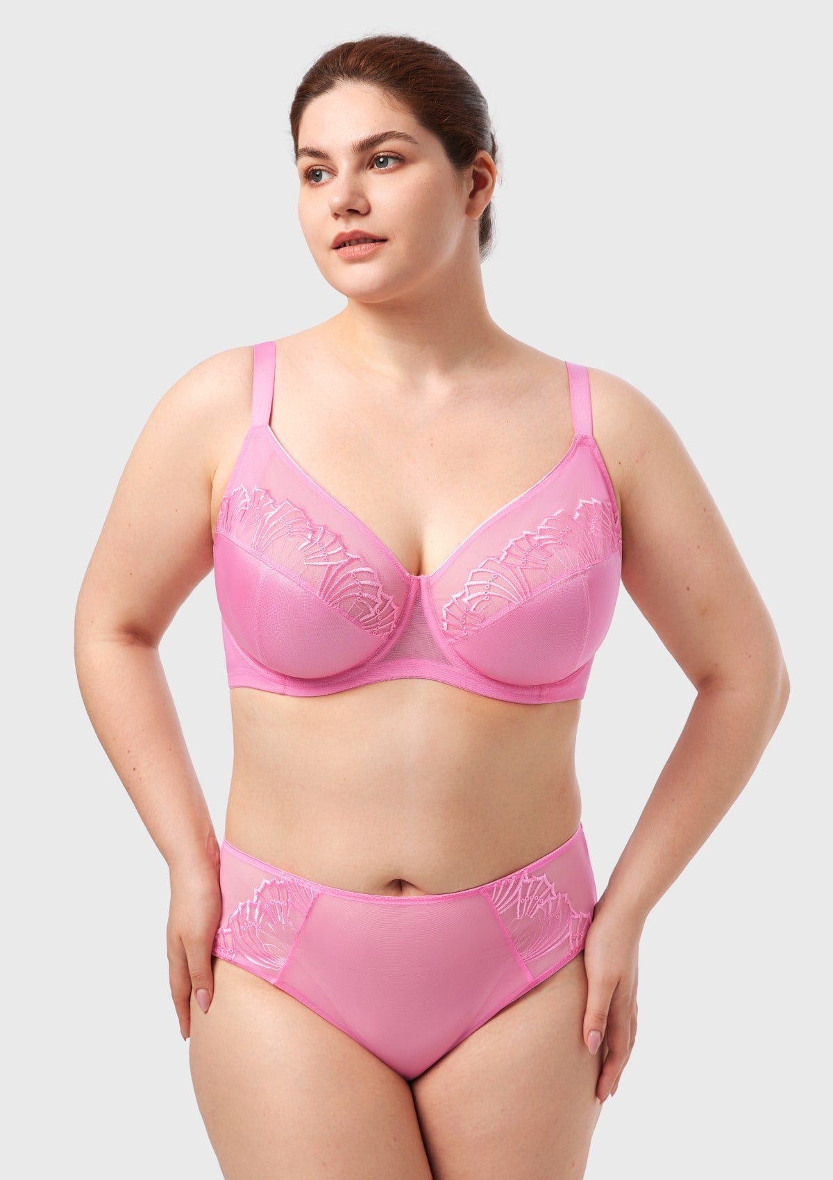 HSlA Pearl Shimmer Unlined Plus Size Full Coverage Underwire Comfortable Bra - HSIA