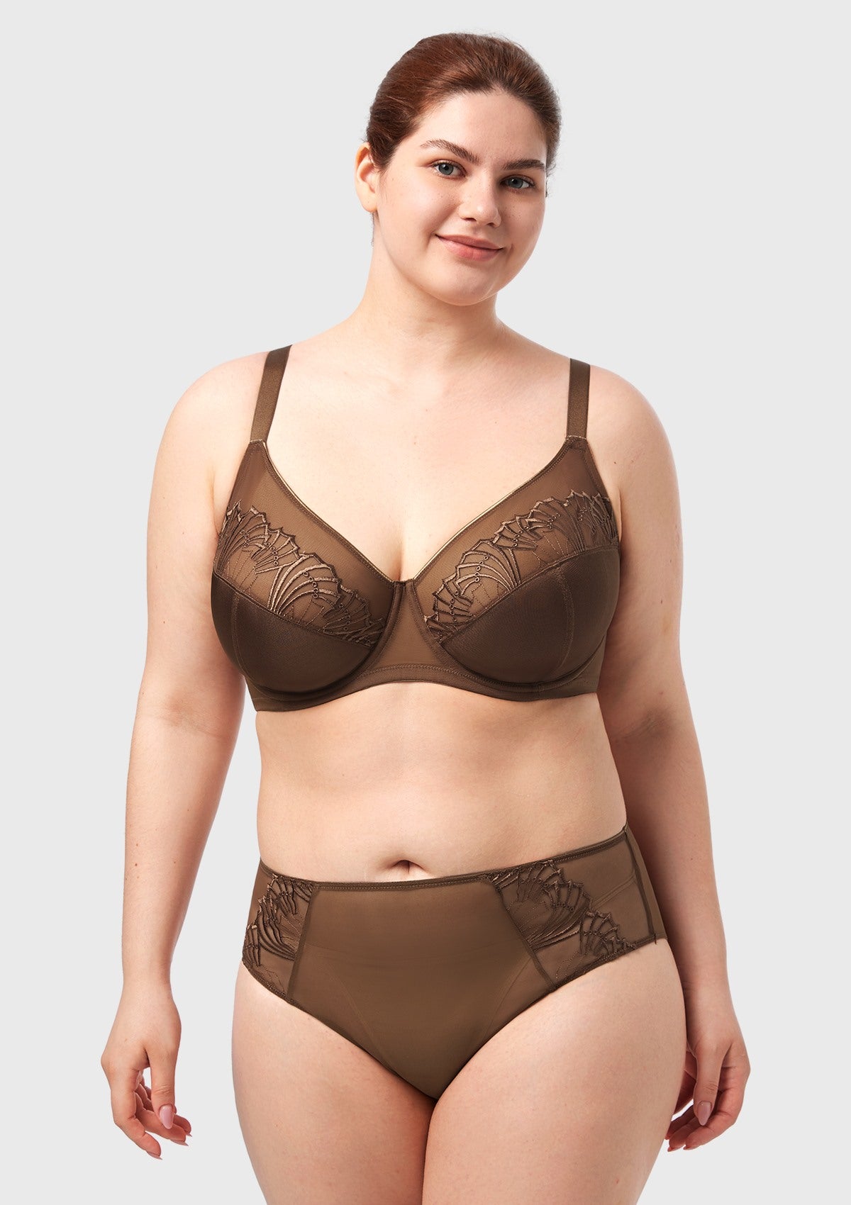 HSlA Pearl Shimmer Unlined Plus Size Full Coverage Underwire Comfortable Bra - HSIA