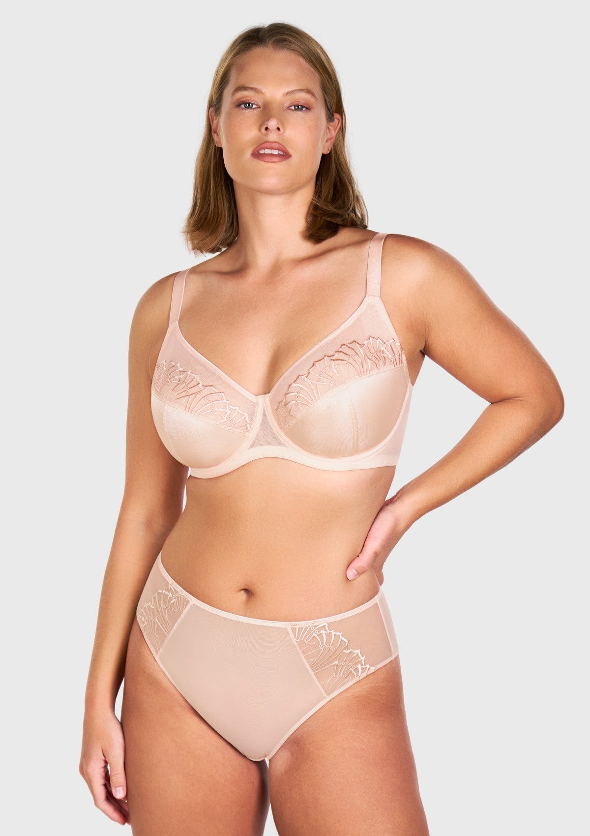HSlA Pearl Shimmer Unlined Plus Size Full Coverage Underwire Comfortable Bra - HSIA