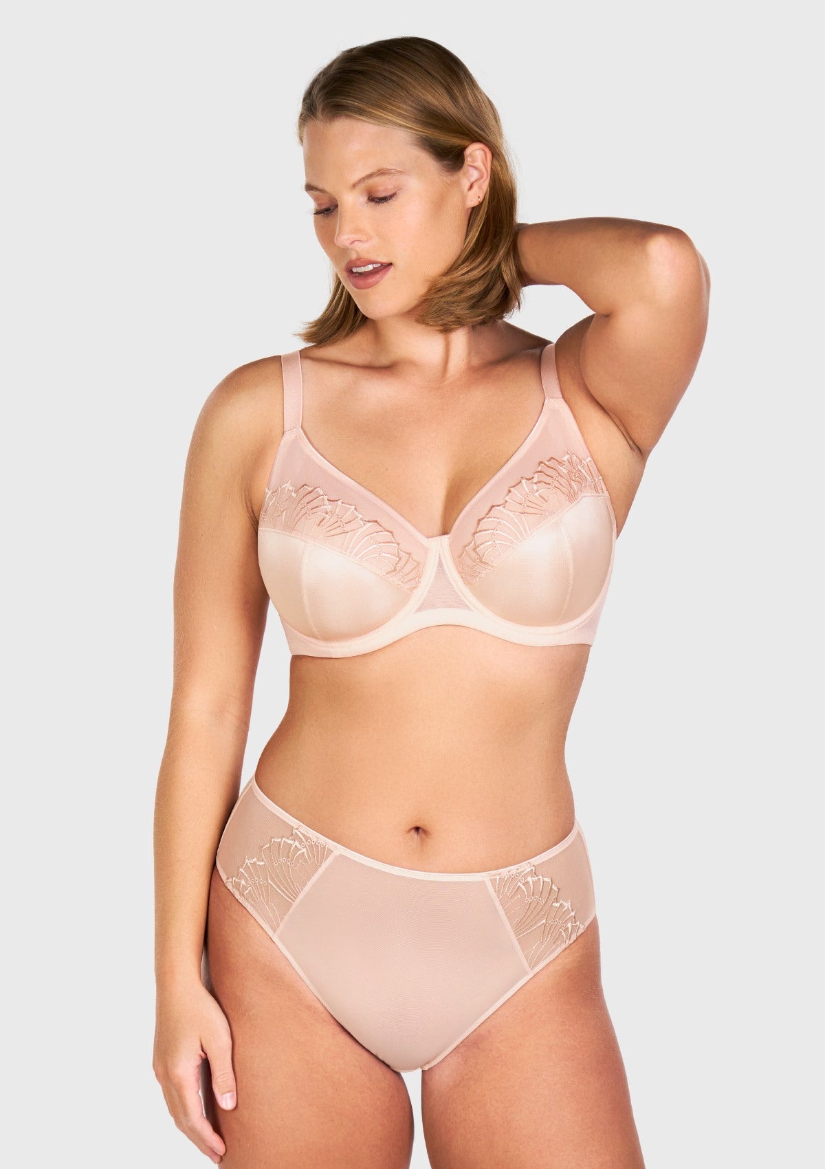 HSlA Pearl Shimmer Unlined Plus Size Full Coverage Underwire Comfortable Bra - HSIA