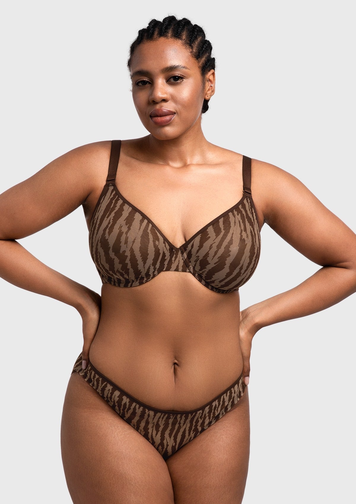 Zebra Wild Black Unlined Underwire Mesh Bra - HSIA