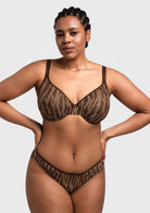 Zebra Wild Black Unlined Underwire Mesh Bra - HSIA