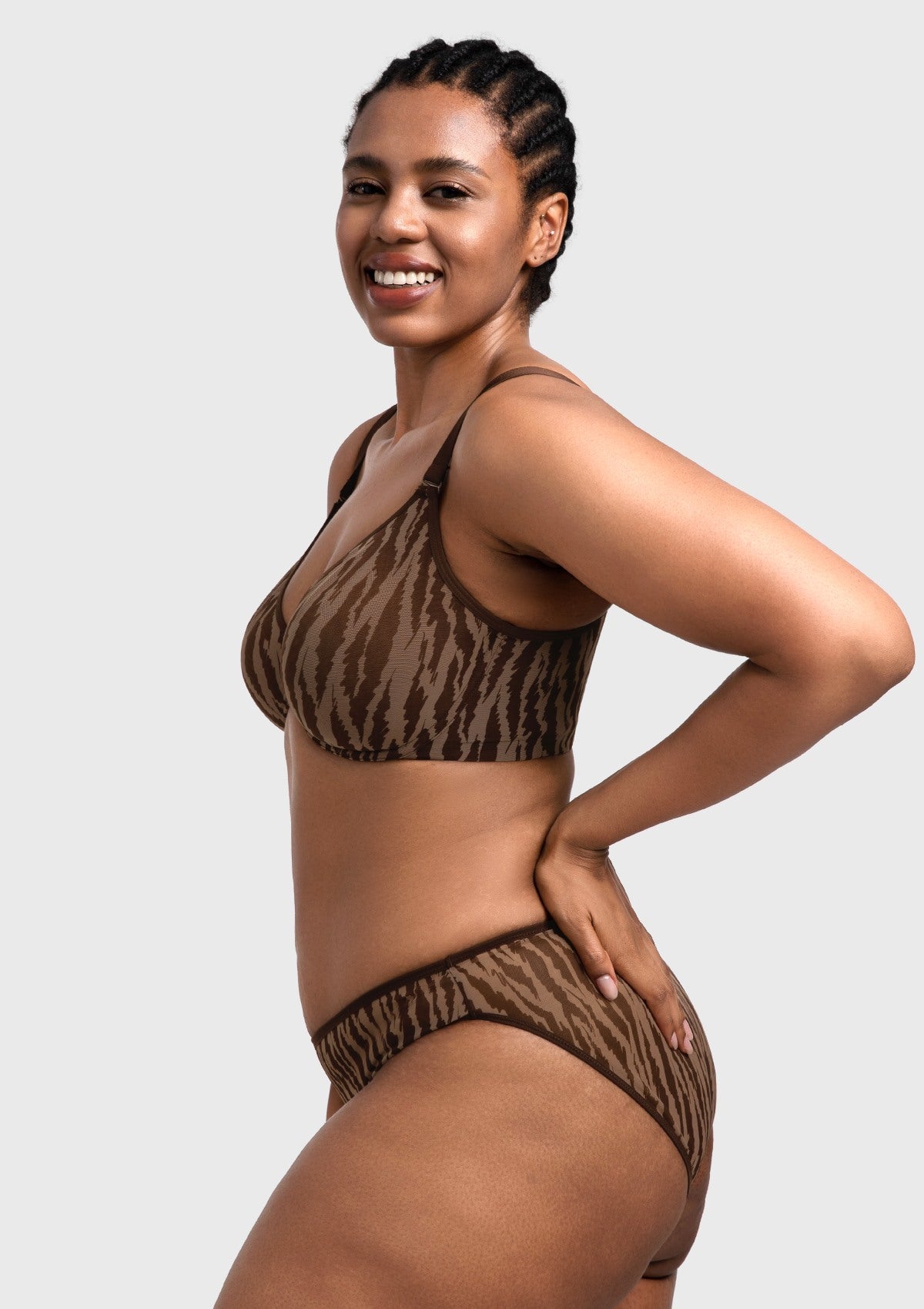 Zebra Wild Black Unlined Underwire Mesh Bra - HSIA