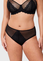 Songful Mermaid High-Rise Black Lace Brief Underwear - HSIA