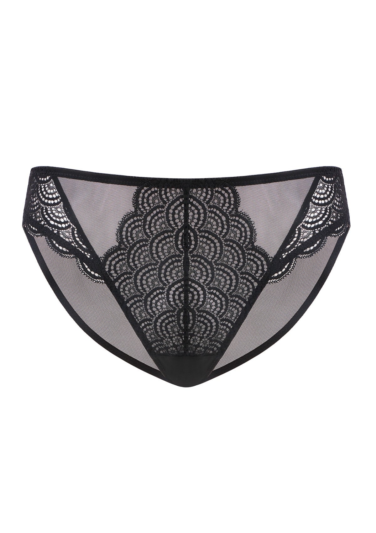 Mermaid Scales Soft Lace Mid-Rise Bikini Underwear - HSIA