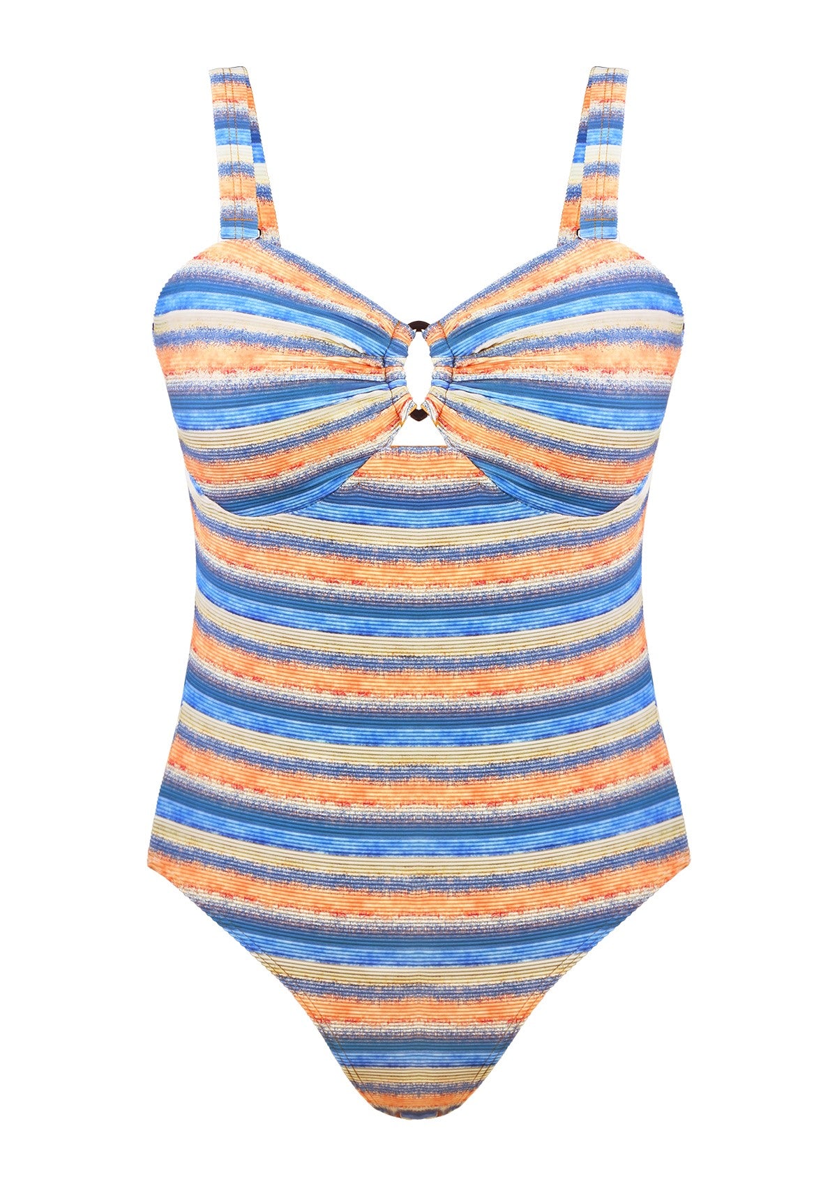 Multiway Multi-colored Striped One-piece Swimsuit - HSIA