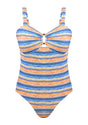 Multiway Multi-colored Striped One-piece Swimsuit - HSIA