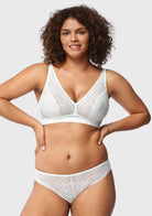 Peony Deep V Lace Wireless Unlined Bralette - HSIA