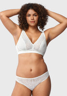 Peony Deep V Lace Wireless Unlined Bralette - HSIA