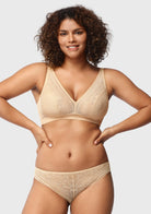 Peony Deep V Lace Wireless Unlined Bralette - HSIA