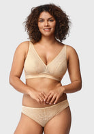 Peony Deep V Lace Wireless Unlined Bralette - HSIA