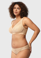 Peony Deep V Lace Wireless Unlined Bralette - HSIA