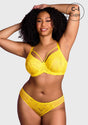Pretty In Petals Bright Yellow Unlined Strappy Lace Bra - HSIA