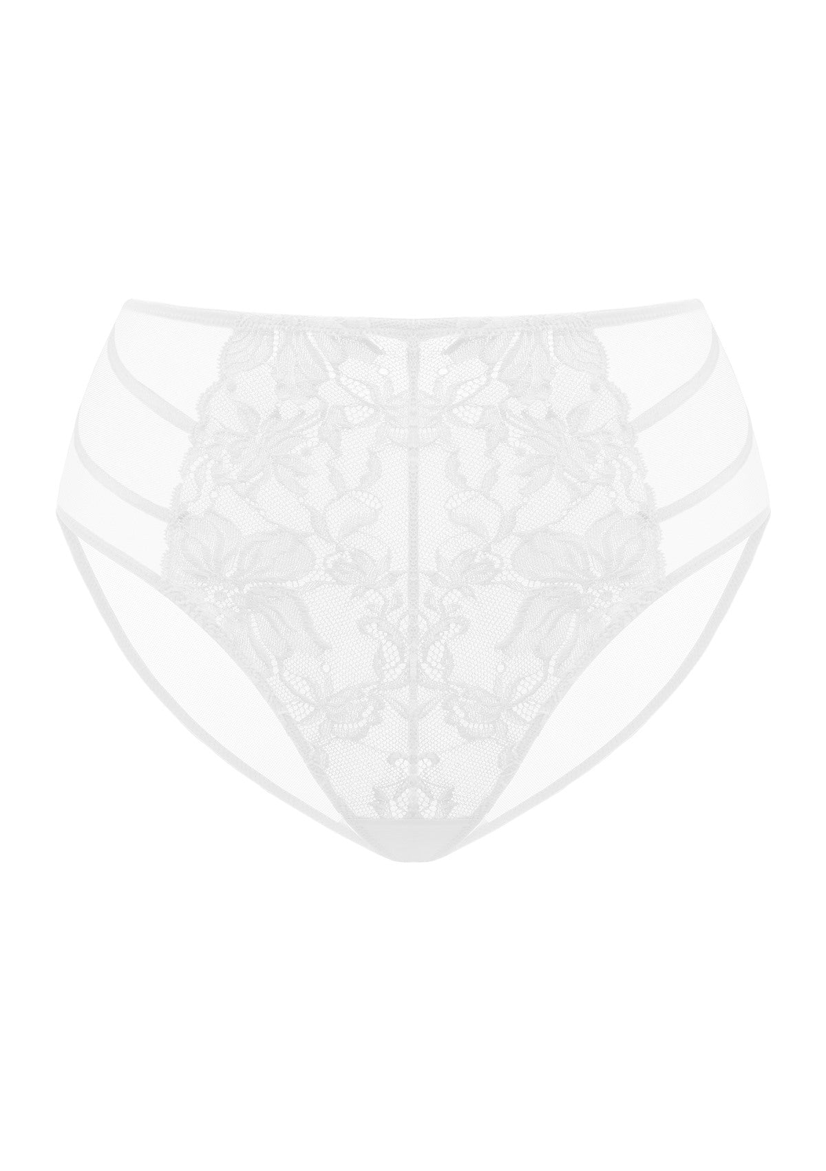 Pretty In Petals White High-Rise Lace Brief Underwear - HSIA