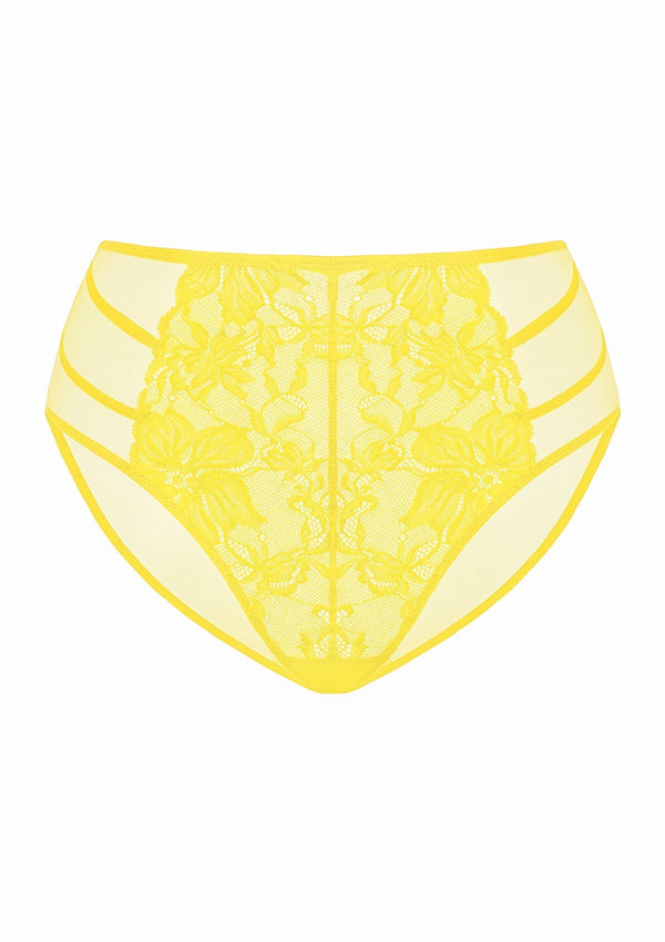 Pretty In Petals High-Rise Bright Yellow Lace Brief Underwear