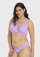 Pretty In Petals Purple Unlined Strappy Lace Underwire Bra - HSIA
