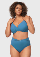Momship Ruched Crisscross Front Underwire Swim Bikini Set - HSIA