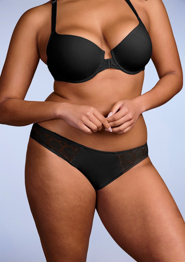 Serena Comfort Black Lace Trim Bikini Underwear