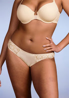 Serena Comfort Champagne Lace Trim Bikini Underwear - HSIA