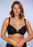 Serena Front-Close Lace-Back Black Underwire Bra Set - HSIA