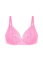 Serenata Flora Linear Lace Sheer Mesh Full Coverage Unlined Underwire Bra - HSIA