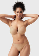 Songful Seamless Support Plunge Push-Up Lightly Padded T-Shirt Full Coverage Underwire Bra - HSIA