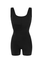 Songful Square Neck Sculpting Tummy Control Bodysuit One Piece Workout Sleeveless Romper - HSIA