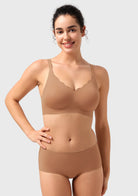 Songful All Day Comfort Petal-shaped V Neckline Wireless Buttery Soft Seamless Full Coverage Wirefree T-shirt Bra - HSIA