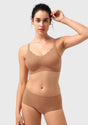 Songful All Day Comfort Petal-shaped V Neckline Wireless Buttery Soft Seamless Full Coverage Wirefree T-shirt Bra - HSIA