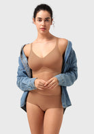 Songful CloudSoft Wireless Comfort V-Neck Seamless Full Coverage Supportive T-shirt Bra - HSIA